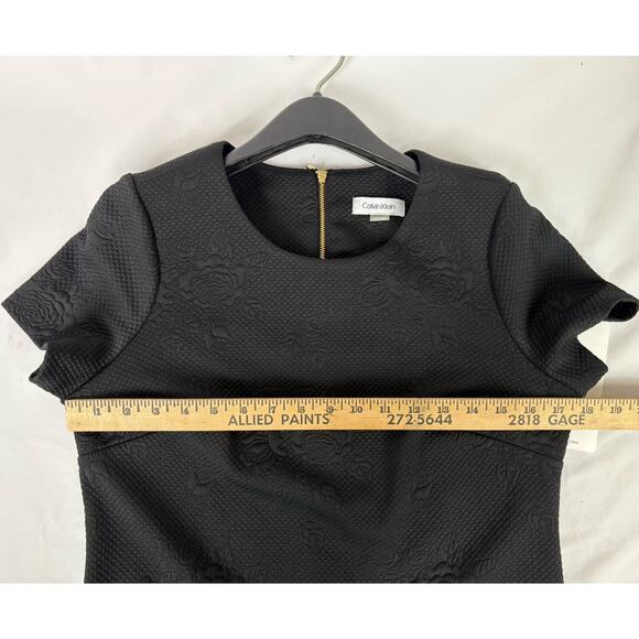 Calvin Klein Black Cocktail Sheath Dress Knee-Length Quilted Floral Size 8 NEW - Picture 5 of 5